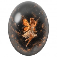 Cabochon en Verre Illustré Fée Dorée dans la Nuit 13 x 18, 18 x 25 ou 30 x 40 mm pour la Création de Bijoux Fantaisie - DIY