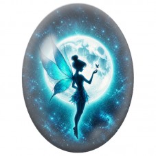Cabochon en Verre Illustré Fée Bleue au Papillon 13 x 18, 18 x 25 ou 30 x 40 mm pour la Création de Bijoux Fantaisie - DIY