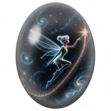 Cabochon en Verre Illustré Fée au Fil D’étoiles 13 x 18, 18 x 25 ou 30 x 40 mm pour la Création de Bijoux Fantaisie - DIY