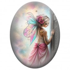 Cabochon en Verre Illustré Fée Tatouée aux Roses 13 x 18, 18 x 25 ou 30 x 40 mm pour la Création de Bijoux Fantaisie - DIY