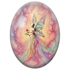 Cabochon en Verre Illustré Fée Pastel au Pissenlit 13 x 18, 18 x 25 ou 30 x 40 mm pour la Création de Bijoux Fantaisie - DIY