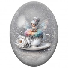 Cabochon en Verre Illustré Fée Pastel dans une Tasse 13 x 18, 18 x 25 ou 30 x 40 mm pour la Création de Bijoux Fantaisie - DIY