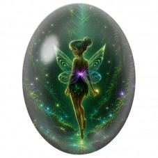 Cabochon en Verre Illustré Fée Verte dans la Forêt 13 x 18, 18 x 25 ou 30 x 40 mm pour la Création de Bijoux Fantaisie - DIY