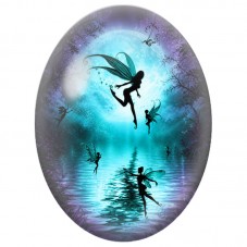 Cabochon en Verre Illustré Fées au Clair de Lune 13 x 18, 18 x 25 ou 30 x 40 mm pour la Création de Bijoux Fantaisie - DIY