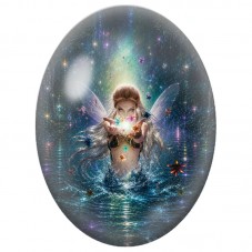 Cabochon en Verre Illustré Fée des Eaux Lumineuses 13 x 18, 18 x 25 ou 30 x 40 mm pour la Création de Bijoux Fantaisie - DIY