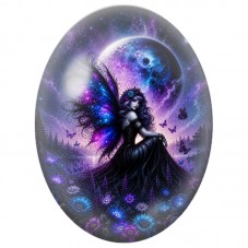 Cabochon en Verre Illustré Fée Gothique au Clair de Lune 13 x 18, 18 x 25 ou 30 x 40 mm pour la Création de Bijoux Fantaisie - D