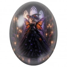 Cabochon en Verre Illustré Fée des Eaux au Cœur Lumineux 13 x 18, 18 x 25 ou 30 x 40 mm pour la Création de Bijoux Fantaisie - D