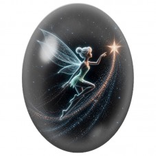 Cabochon en Verre Illustré Fée à L’étoile Filante 13 x 18, 18 x 25 ou 30 x 40 mm pour la Création de Bijoux Fantaisie - DIY