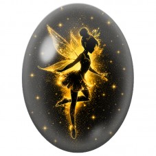 Cabochon en Verre Illustré Fée Dorée Étincelante 13 x 18, 18 x 25 ou 30 x 40 mm pour la Création de Bijoux Fantaisie - DIY