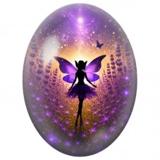 Cabochon en Verre Illustré Fée Violette parmi la Lavande 13 x 18, 18 x 25 ou 30 x 40 mm pour la Création de Bijoux Fantaisie - D