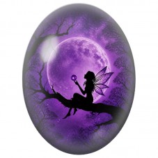 Cabochon en Verre Illustré Fée à la Sphère Violette 13 x 18, 18 x 25 ou 30 x 40 mm pour la Création de Bijoux Fantaisie - DIY