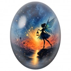 Cabochon en Verre Illustré Fée à la Lanterne 13 x 18, 18 x 25 ou 30 x 40 mm pour la Création de Bijoux Fantaisie - DIY