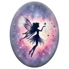 Cabochon en Verre Illustré Fée aux Étoiles Violettes 13 x 18, 18 x 25 ou 30 x 40 mm pour la Création de Bijoux Fantaisie - DIY