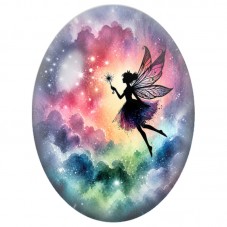 Cabochon en Verre Illustré Fée aux Ailes Rose et Noire 13 x 18, 18 x 25 ou 30 x 40 mm pour la Création de Bijoux Fantaisie - DIY