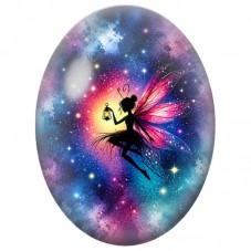 Cabochon en Verre Illustré Fée à la Lanterne Rose 13 x 18, 18 x 25 ou 30 x 40 mm pour la Création de Bijoux Fantaisie - DIY