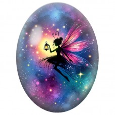 Cabochon en Verre Illustré Fée Rose à la Lanterne 13 x 18, 18 x 25 ou 30 x 40 mm pour la Création de Bijoux Fantaisie - DIY