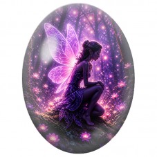 Cabochon en Verre Illustré Fée Violette dans la Forêt 13 x 18, 18 x 25 ou 30 x 40 mm pour la Création de Bijoux Fantaisie - DIY