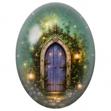 Cabochon en Verre Illustré Porte du Jardin des Fées 13 x 18, 18 x 25 ou 30 x 40 mm pour la Création de Bijoux Fantaisie - DIY