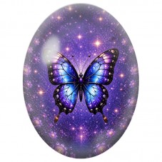 Cabochon en Verre Illustré Papillon Bleu dans la Nuit 13 x 18, 18 x 25 ou 30 x 40 mm pour la Création de Bijoux Fantaisie - DIY