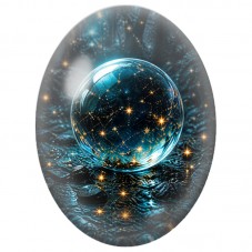 Cabochon en Verre Illustré Sphère Étoilée dans la Forêt 13 x 18, 18 x 25 ou 30 x 40 mm pour la Création de Bijoux Fantaisie - DI