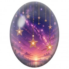 Cabochon en Verre Illustré Étoiles Suspendues au Crépuscule 13 x 18, 18 x 25 ou 30 x 40 mm pour la Création de Bijoux Fantaisie 