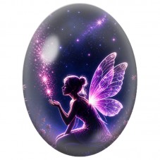 Cabochon en Verre Illustré Fée Violette dans la Nuit 13 x 18, 18 x 25 ou 30 x 40 mm pour la Création de Bijoux Fantaisie - DIY