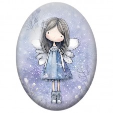 Cabochon en Verre Illustré Petite Fée des Neiges 13 x 18, 18 x 25 ou 30 x 40 mm pour la Création de Bijoux Fantaisie - DIY