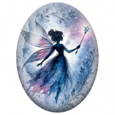 Cabochon en Verre Illustré Fée Bleue à la Baguette 13 x 18, 18 x 25 ou 30 x 40 mm pour la Création de Bijoux Fantaisie - DIY