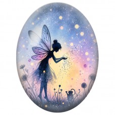 Cabochon en Verre Illustré Fée au Jardin Étoilé 13 x 18, 18 x 25 ou 30 x 40 mm pour la Création de Bijoux Fantaisie - DIY