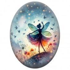 Cabochon en Verre Illustré Fée au Clair de Lune 13 x 18, 18 x 25 ou 30 x 40 mm pour la Création de Bijoux Fantaisie - DIY