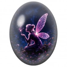 Cabochon en Verre Illustré Fée Rose aux Ailes Lumineuses 13 x 18, 18 x 25 ou 30 x 40 mm pour la Création de Bijoux Fantaisie - D