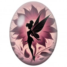 Cabochon en Verre Illustré Fée Sombre à la Grande Fleur 13 x 18, 18 x 25 ou 30 x 40 mm pour la Création de Bijoux Fantaisie - DI