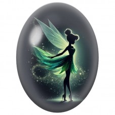 Cabochon en Verre Illustré Fée Verte dans la Lumière 13 x 18, 18 x 25 ou 30 x 40 mm pour la Création de Bijoux Fantaisie - DIY