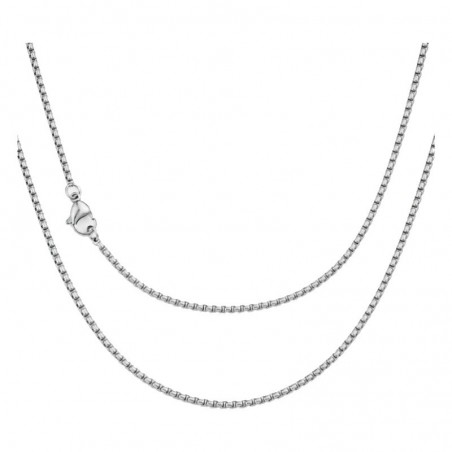 Collier Homme Chaîne à Mailles Vénitienne 3mm en Acier Inoxydable Argenté - 50cm Long