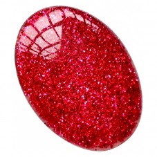 2 Cabochons Rouge Pailleté en Résine 18x25mm