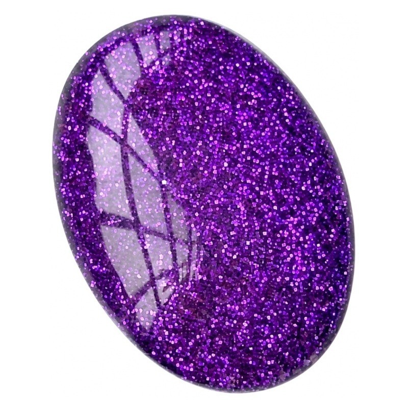 2 Cabochons Violet Pailleté en Résine 18x25mm