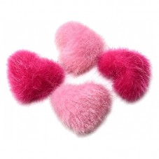 4 Cabochons Coeur Imitation Angora 16mm pour la Création de Bijoux Fantaisie - DIY