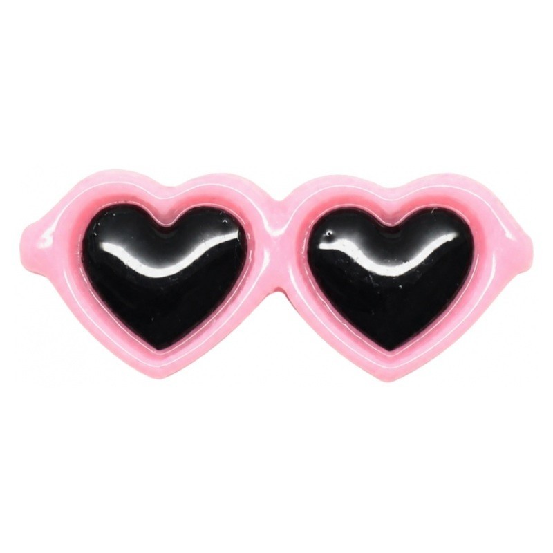 4 Cabochons Lunettes de Soleil Coeur Rose en Résine 42x17mm