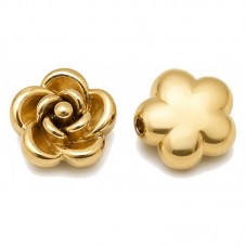 Perle Intercalaire Fleur Sculptée en Acier Inoxydable Doré 8mm pour la Création de Bijoux Fantaisie - DIY