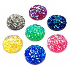 10 Cabochons Pailletés Soit 5 Paires en Résine pour Support 12mm pour la Création de Bijoux Fantaisie - DIY