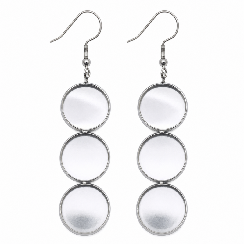 1 Paire de Support Boucle d'Oreille en Acier Inoxydable Argenté pour Cabochon 14mm