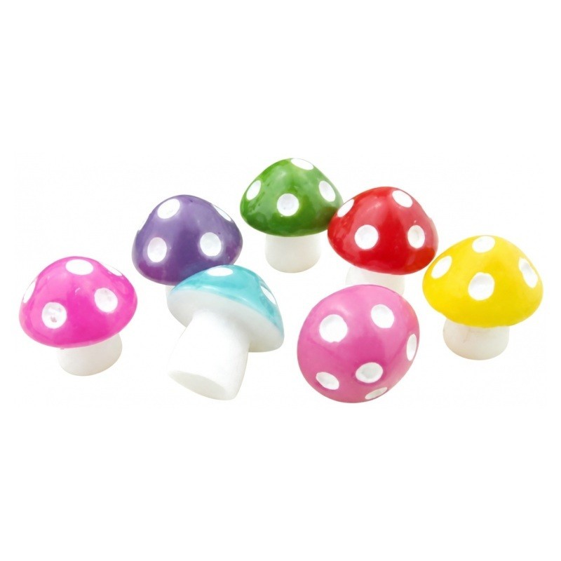 4 Cabochons Champignon Miniature en Résine pour Globe 13x11mm