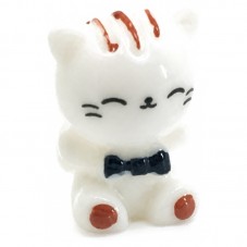 Cabochon Chat Blanc Miniature en Résine pour Globe 17x13mm