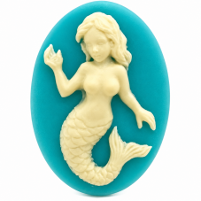 Camée Sirène Turquoise et Ivoire 18x25mm pour la Création de Bijoux Fantaisie - DIY