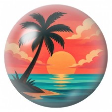 Cabochon en Verre Illustré Palmier au Soleil sur l’Océan 12 à 25mm pour la Création de Bijoux Fantaisie - DIY
