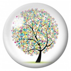 Cabochon en Verre Illustré Arbre aux Cercles Multicolores 12 à 25mm pour la Création de Bijoux Fantaisie - DIY