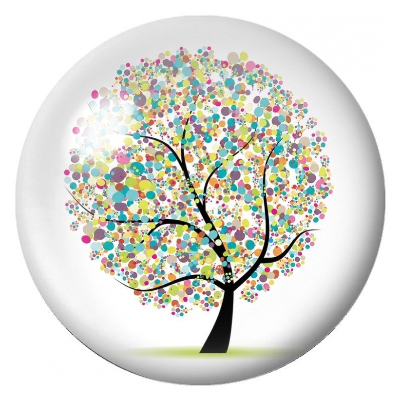 Cabochon en Verre Illustré Arbre aux Cercles Multicolores 12 à 25mm