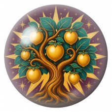 Cabochon en Verre Illustré Arbre aux Fruits Dorés 12 à 25mm pour la Création de Bijoux Fantaisie - DIY