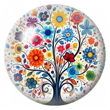 Cabochon en Verre Illustré Arbre Fleuri au Clair de Lune 12 à 25mm pour la Création de Bijoux Fantaisie - DIY