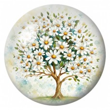 Cabochon en Verre Illustré Arbre Graphique aux Cercles Colorés 12 à 25mm pour la Création de Bijoux Fantaisie - DIY